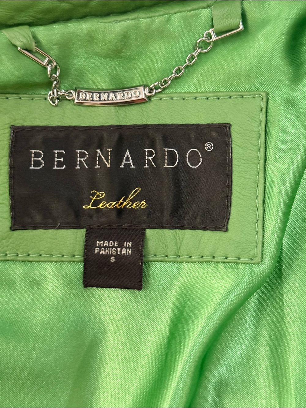 Bernardo Genuine Leather Moto Jacket S Apple Green Asymmetrical Biker - Picture 8 of 12